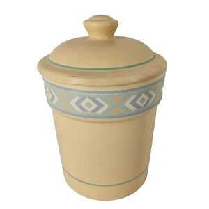 Vintage Treasure Craft Peach Southwestern Aztec Cookie Jar Canister Sugar USA